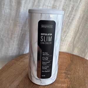 Brumate Hopsulator Slim Can Cooler White Marble 12oz Skinny Seltzer Koozy